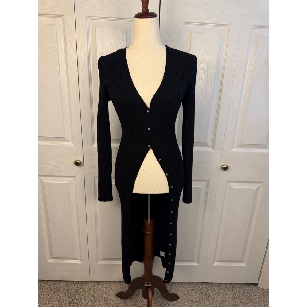 NWT 525 America Born in Bklyn Ribbed Button Front Maxi Cardigan Sweater Dress  M - Picture 2 of 9